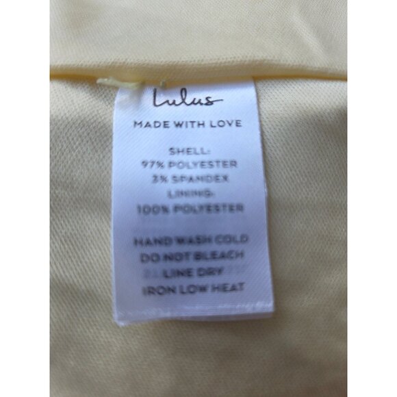 Lulu's Sleek Essence Yellow Halter Neck Satin Mini Dress Medium - Picture 9 of 10